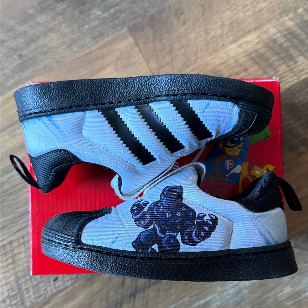 Adidas Marvel Kids Black and White Shoes